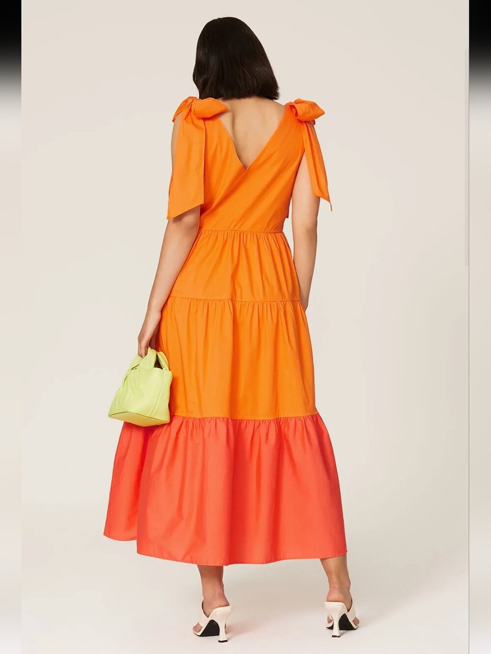 Color Me Courtney Louise Orange Colorblock Maxi Dress Size 0 - Picture 2 of 8